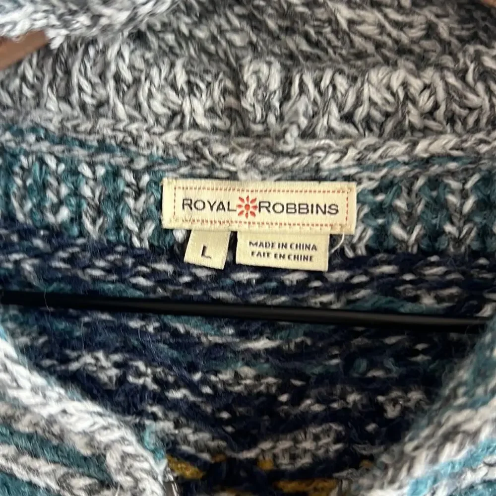 Royal Robbins Knit Zip Up Hoodie Sweater Wool Blend Women’s Large Blue Gray L - Picture 3 of 7